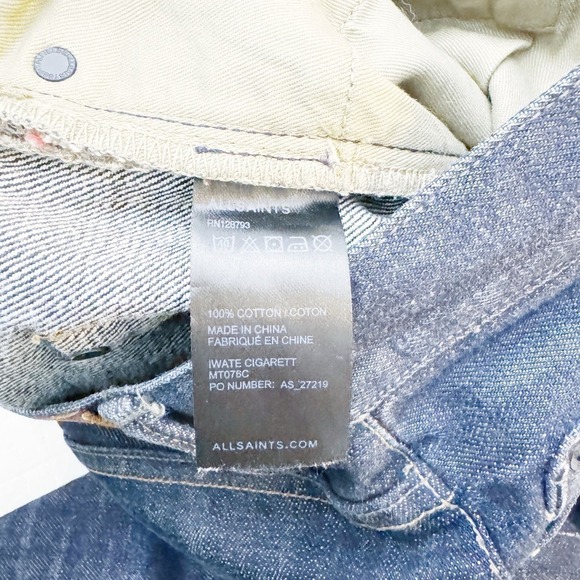All Saints Men's Cigarette Skinny Fit Dark Wash Denim Jeans Size 30 - Picture 7 of 9